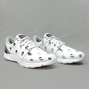 Inkkas Men’s White Sneakers Silver Reflective Skull Print Sz: 8